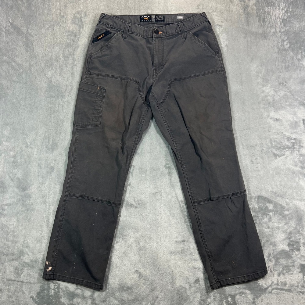 ARIAT Rebar M4 Double Front Work Pants Men 33x30 Grey Relaxed Straight Utility
